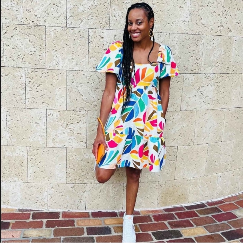 Tabitha Brown for Target Floral Linen & Rayon Puff Sleeve Dress